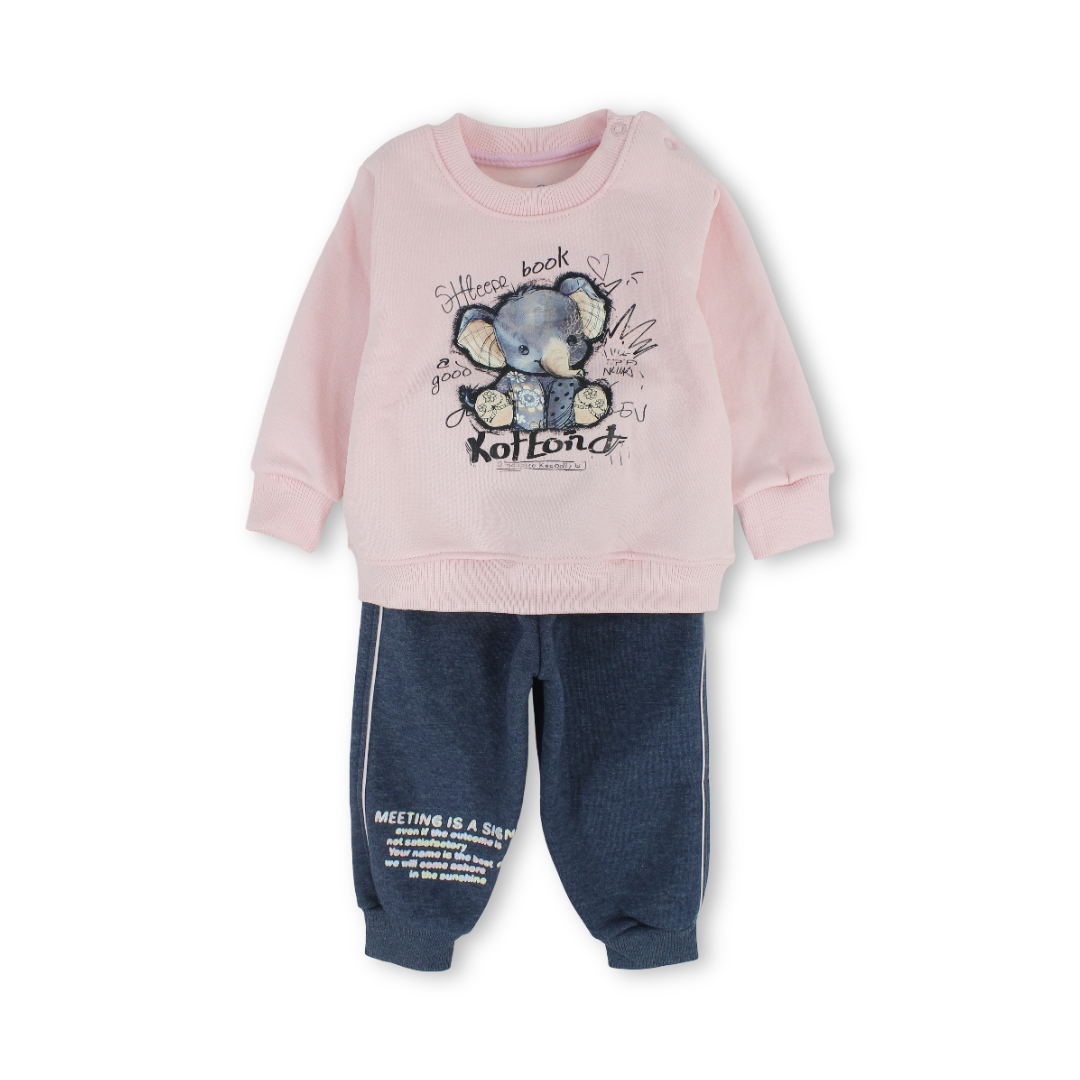 Baby Girls Cotton Long-Sleeved Pajama – Elephant Print