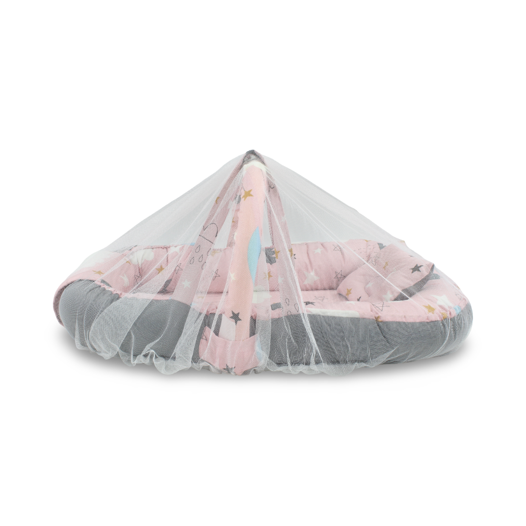 Baby Nest – Pink & Grey with Stars Print
