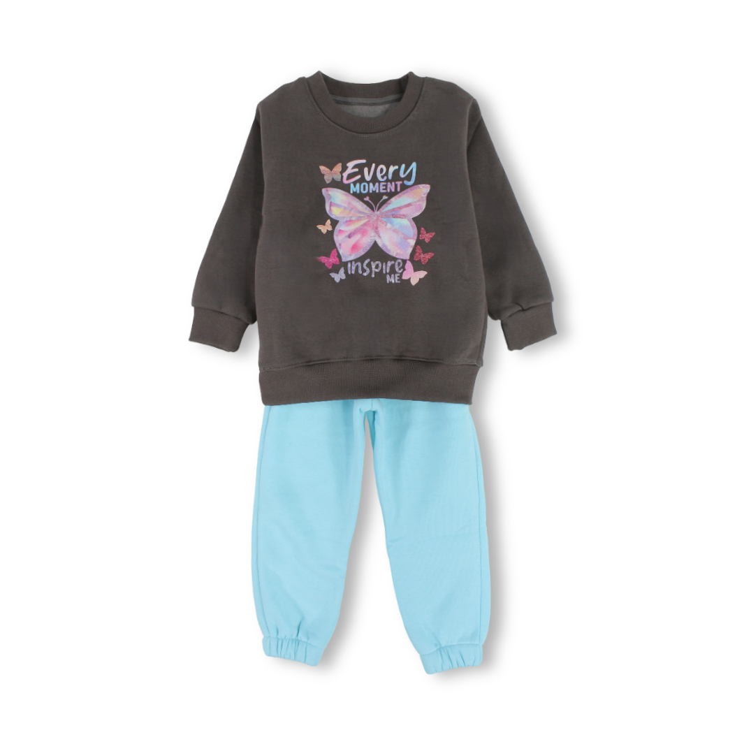 Girls Cotton Long-Sleeved Pajama – Butterfly Print