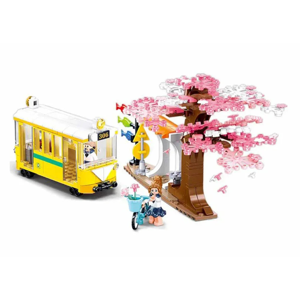 Sluban Girls Dream Happy Diary Downtown Tram Building Blocks Set - 347 Pcs