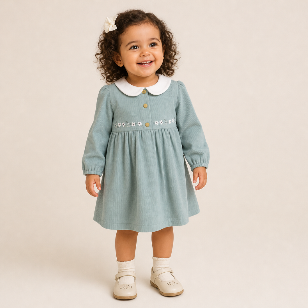 Baby Girls Long-sleeved Dress – Mint