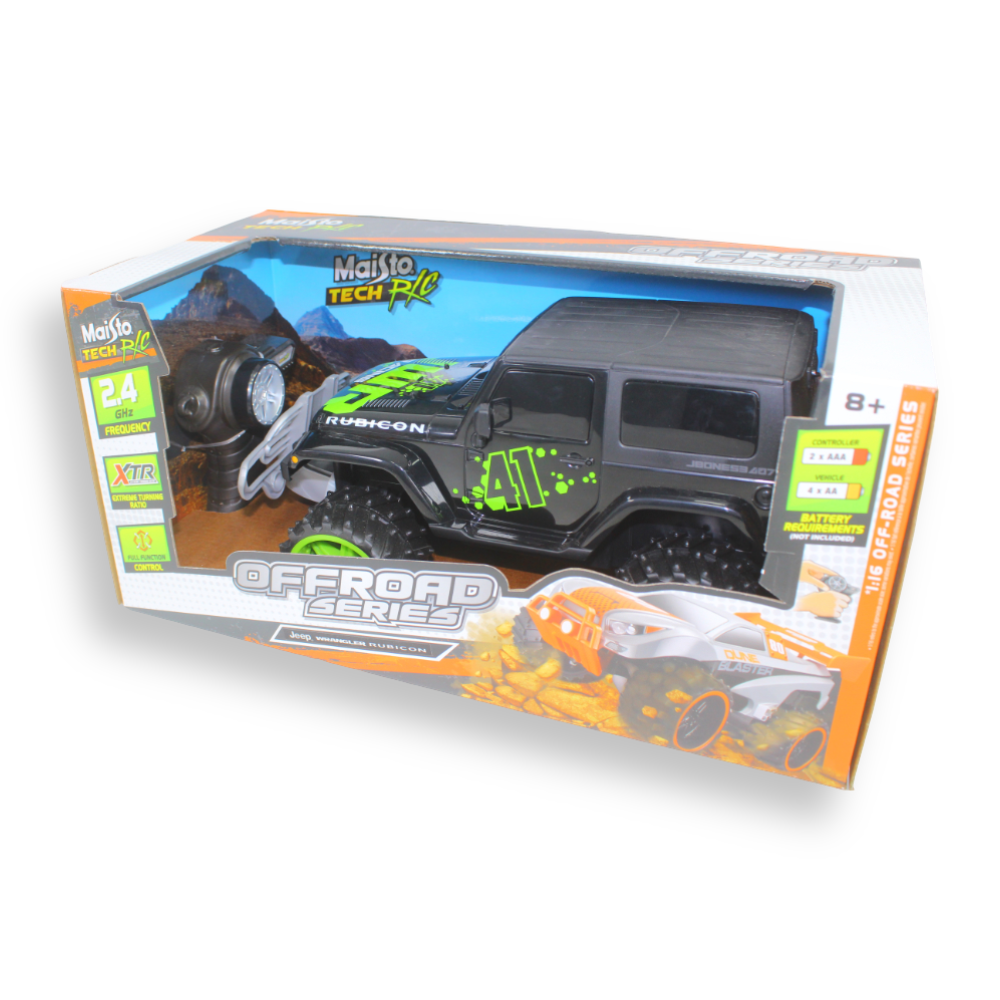 1:16 Off-Road RC (2.4GHz) ~ Jeep Wrangler Rubicon – Black