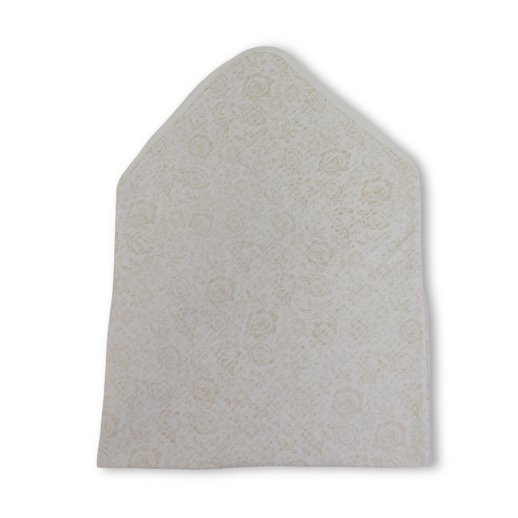 Baby Girls Waffle Blanket – Beige & Off-White with One Flower Detail