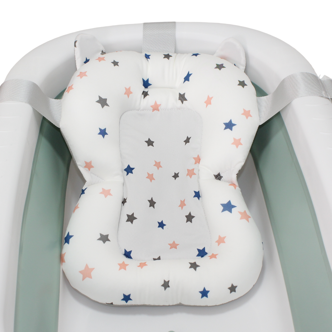 Baby Foldable Silicone Bathtub With Cushion – Green