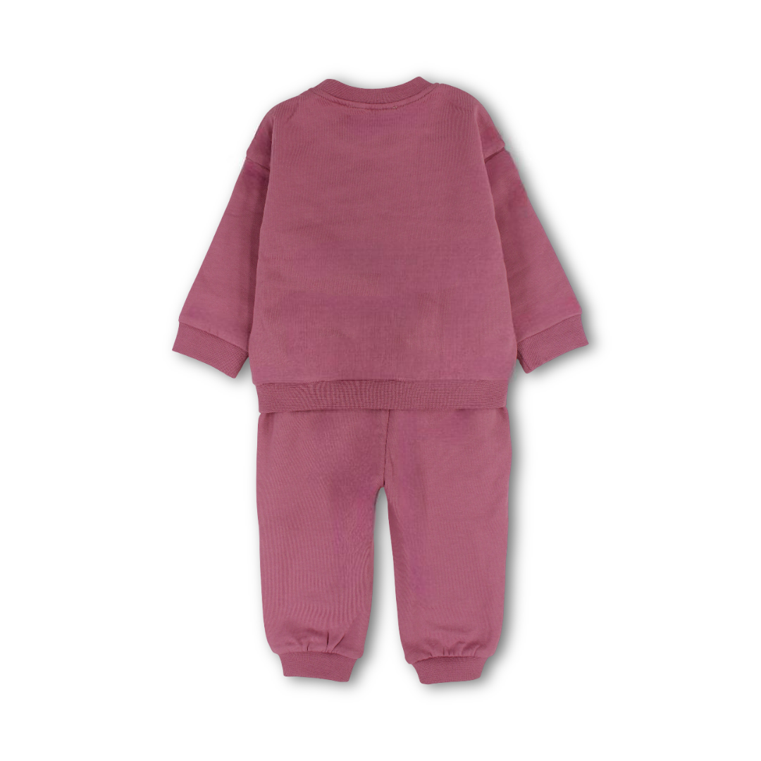 Baby Girls Two-Piece Outfit Set – Beige & Brick