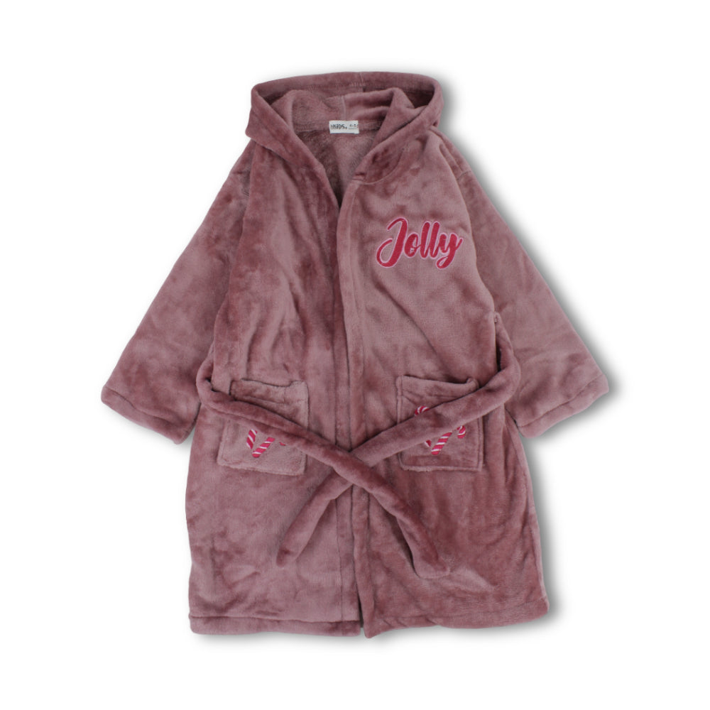 Girls Velvet Hooded Plush Robe – Dusty Pink