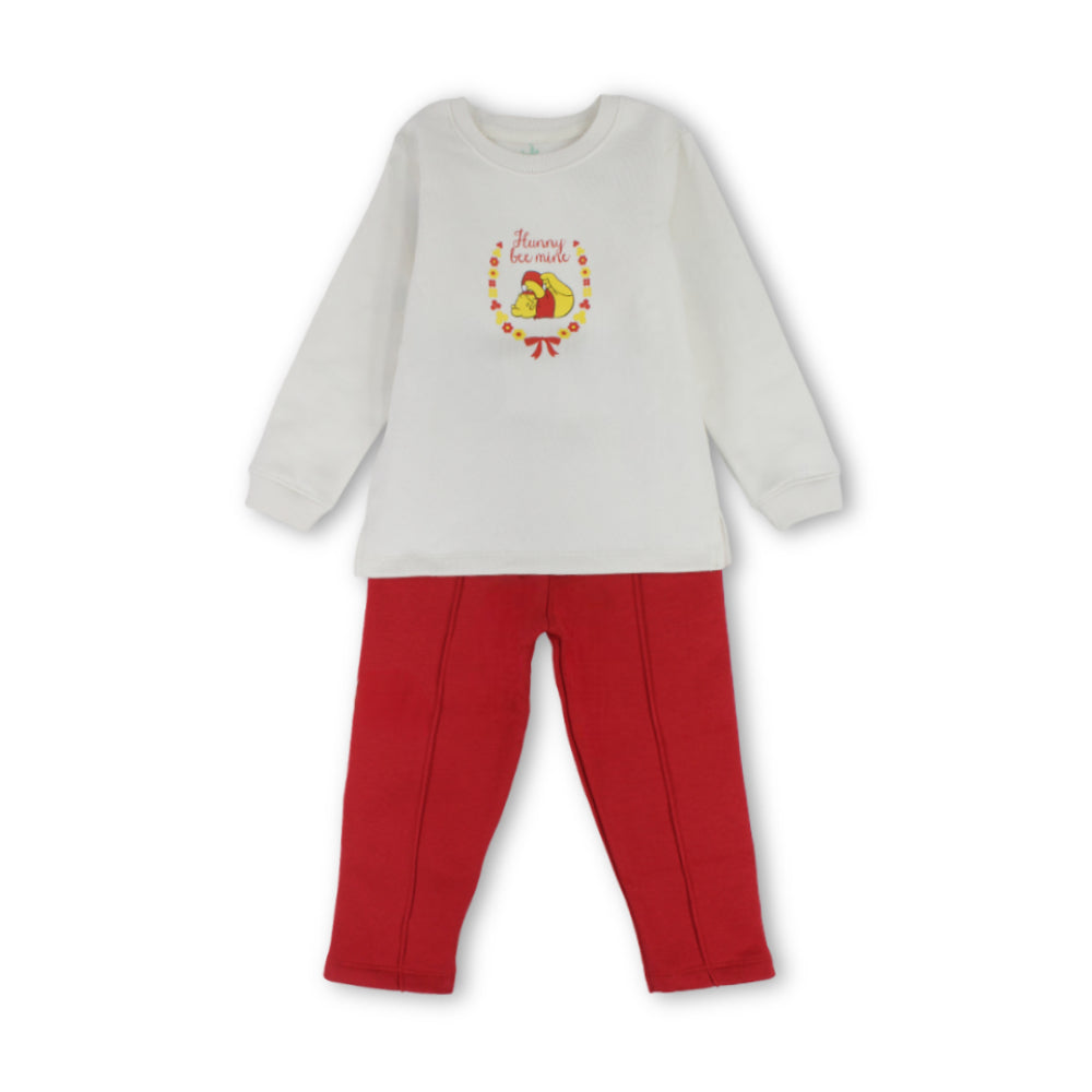 Baby Printed Pajama Set – فضى * باذنجاني طقم بيبي Pooh كم – Pooh Design