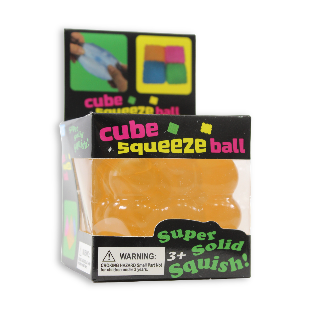 Bingo Transparent Cube Squishy Toy – Orange, 5 Cm