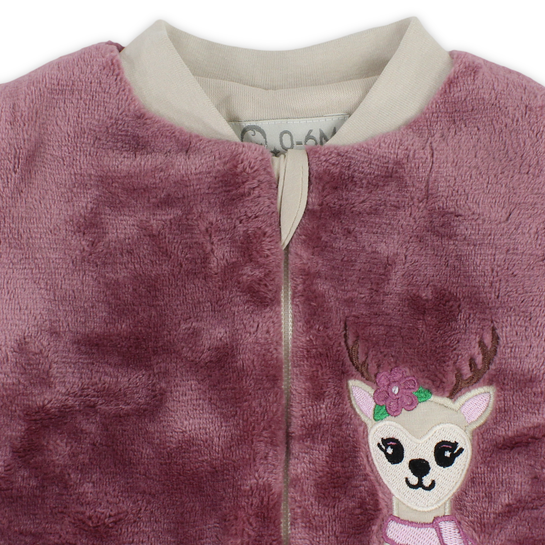 Baby Girls Sleeping Bag – Dusty Pink with Deer Print