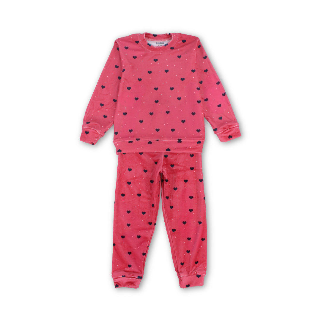 Girls Long-Sleeved Pajama – Watermelon with Hearts Print