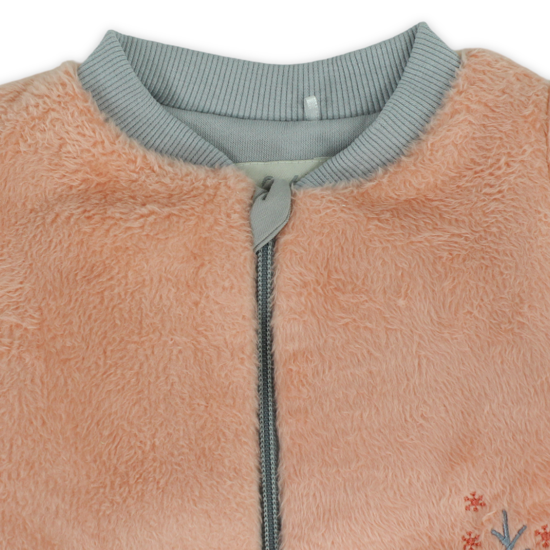 Baby Girls Sleeping Bag – Salmon with Snow Print