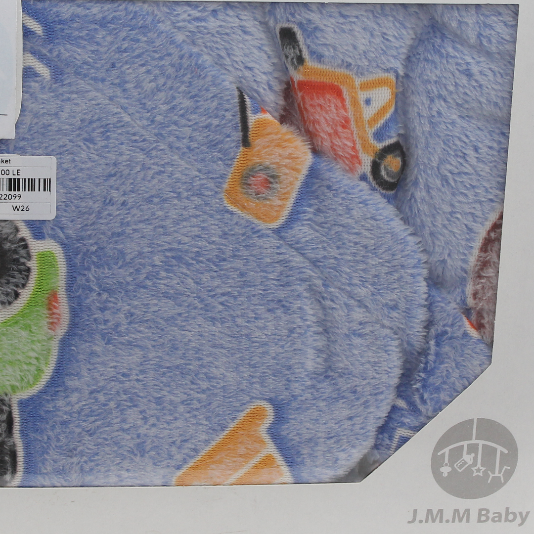 Baby Boys Fleece Hooded Blanket – Blue with Tractors Print