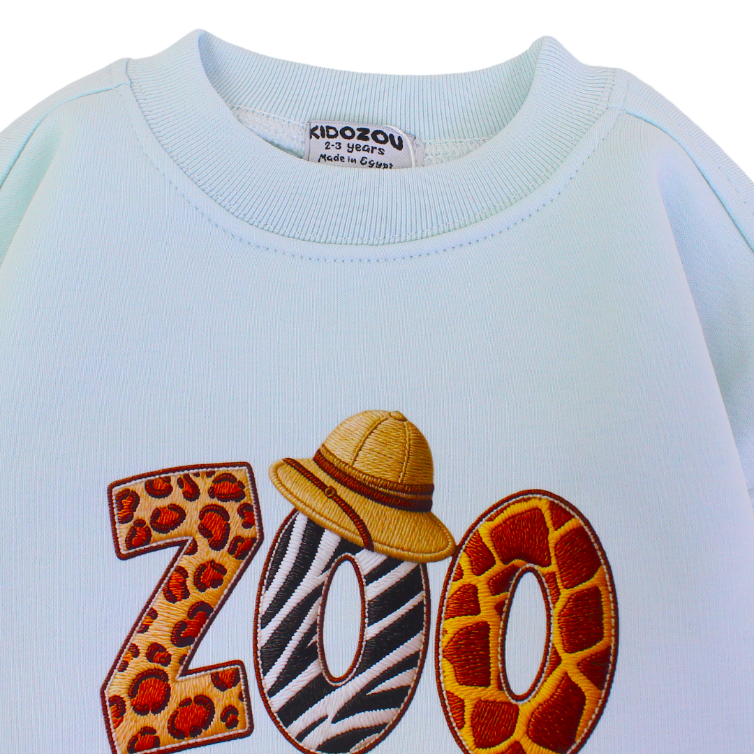 Baby Boys Sweatshirt – Aqua with ZOO Print