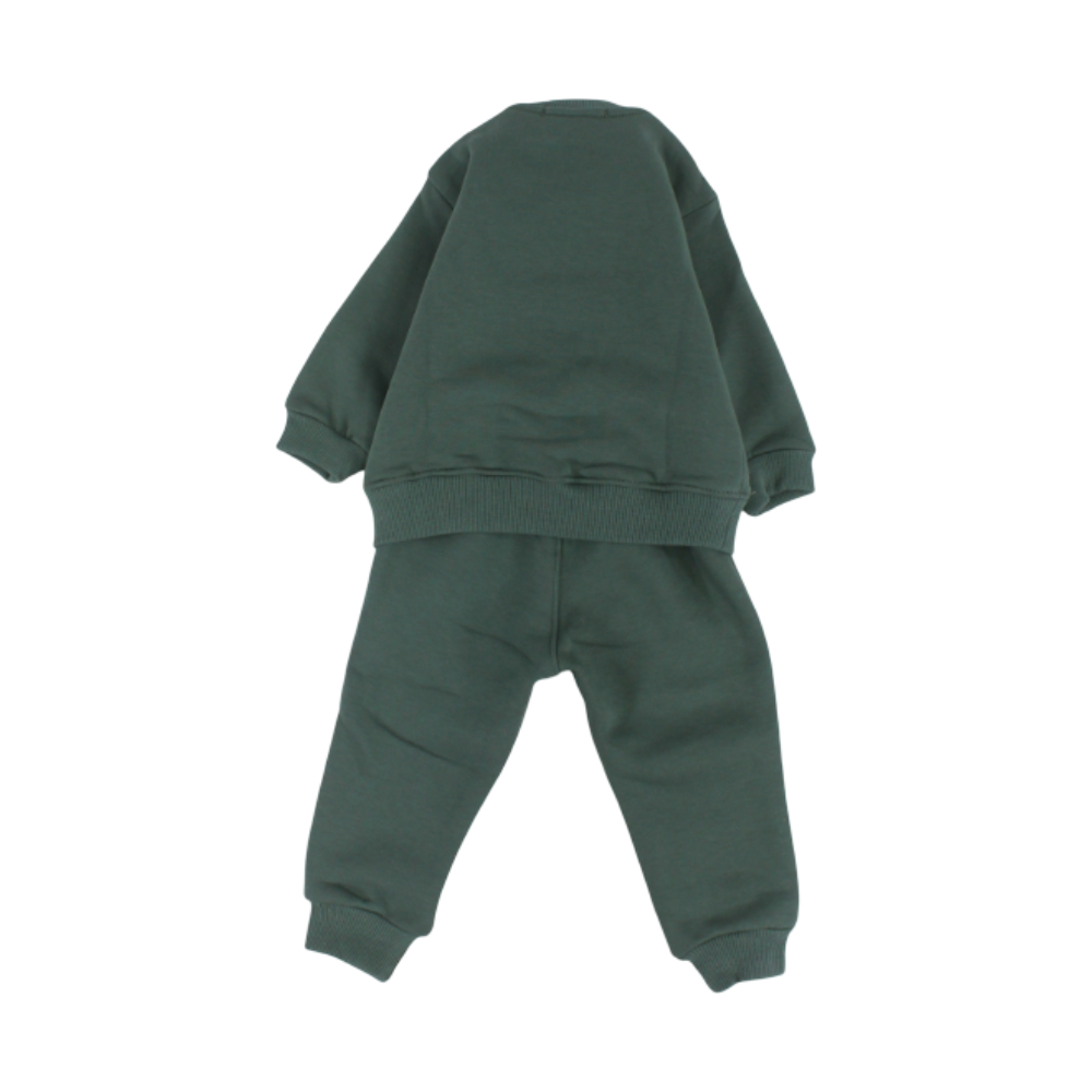 Baby Boys Long-Sleeved Pajama Set – Olive with "Skate Be Cool" Print