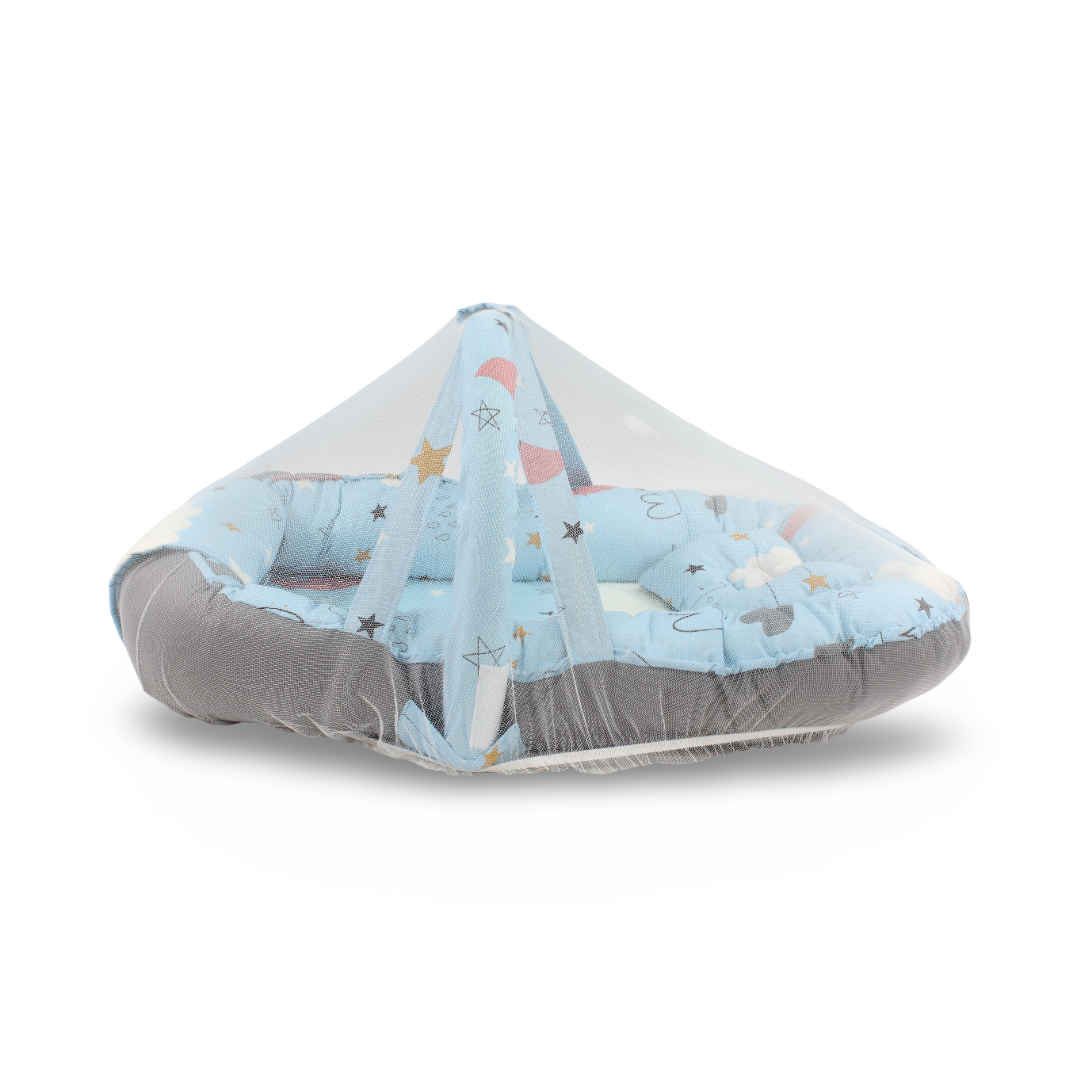 Baby Nest – Baby Blue & Grey with Stars Print