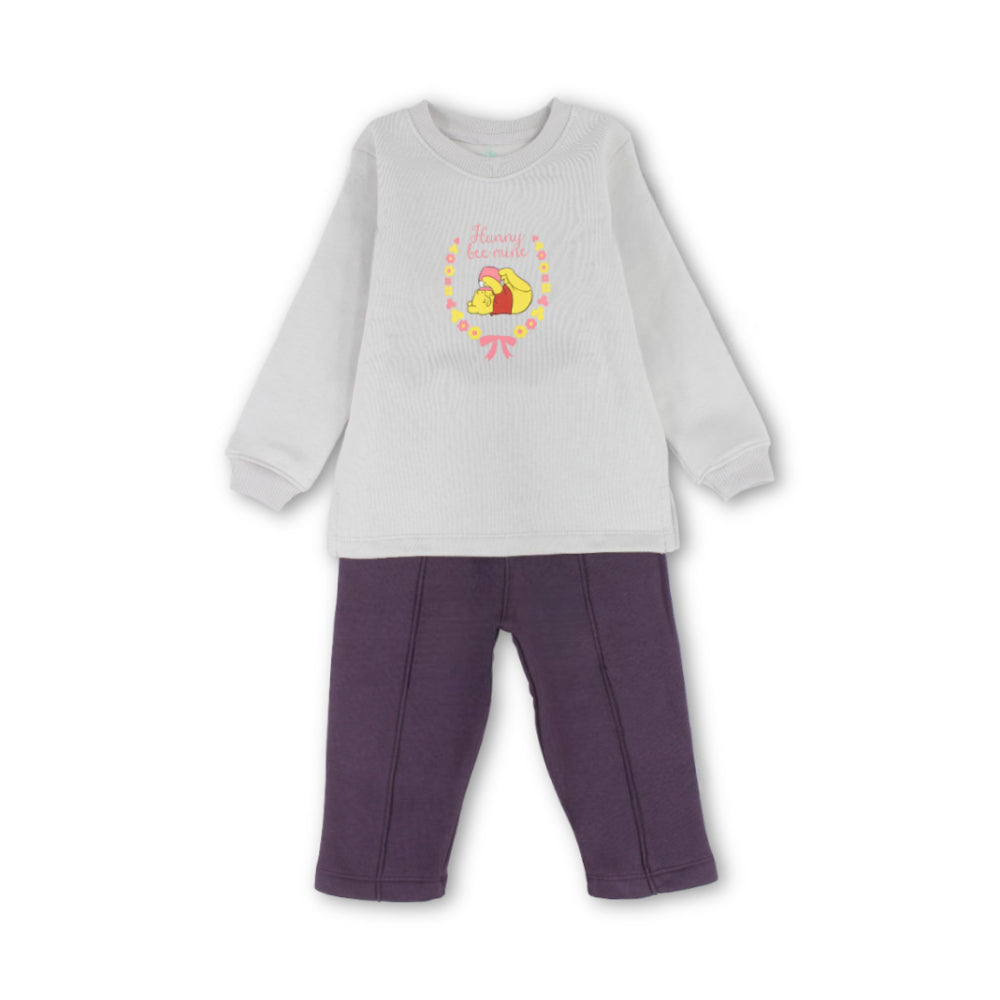 Baby Printed Pajama Set – فضى * باذنجاني طقم بيبي Pooh كم – Pooh Design