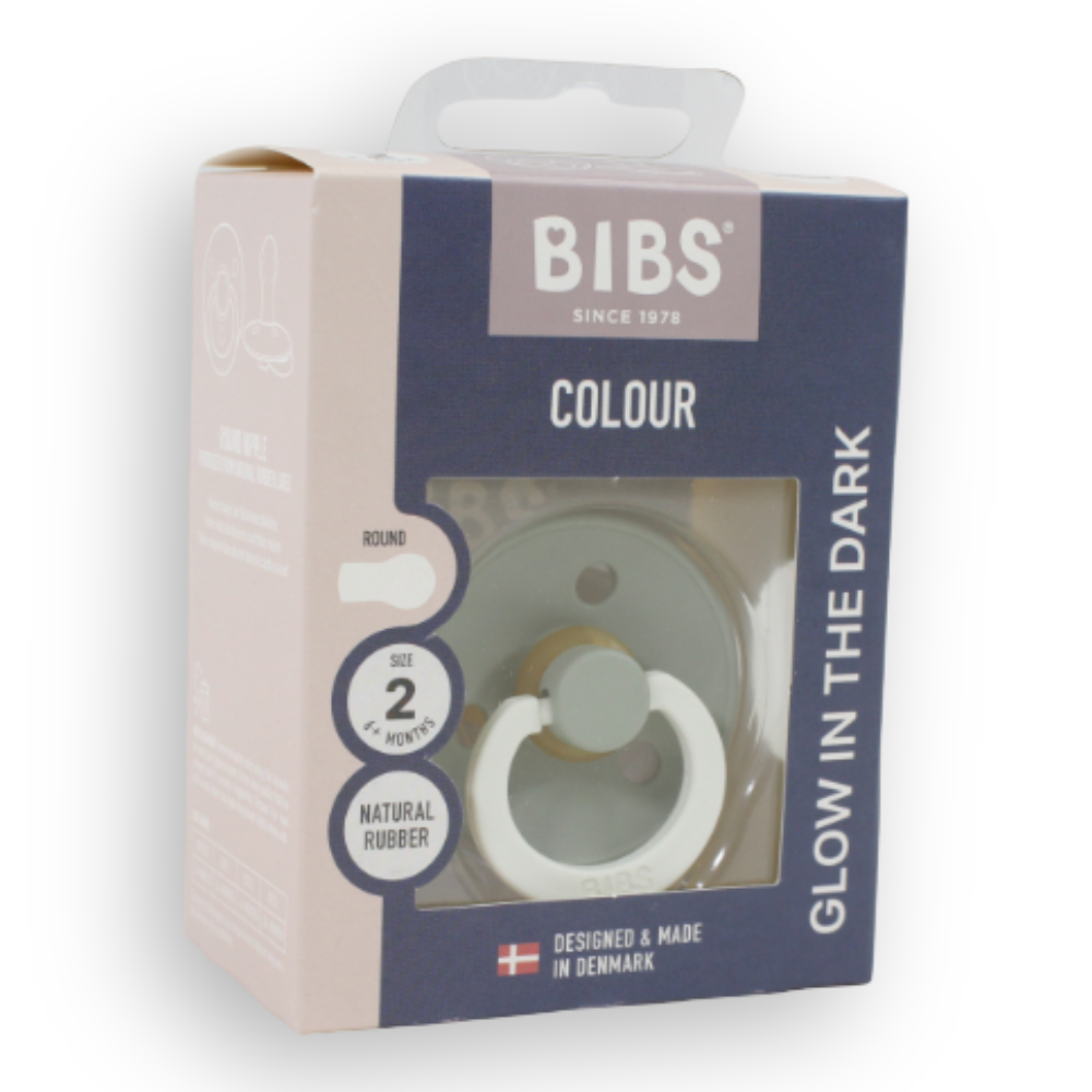 BIBS Pacifier Colour 1 Pack Latex Size 2 Sage GLOW