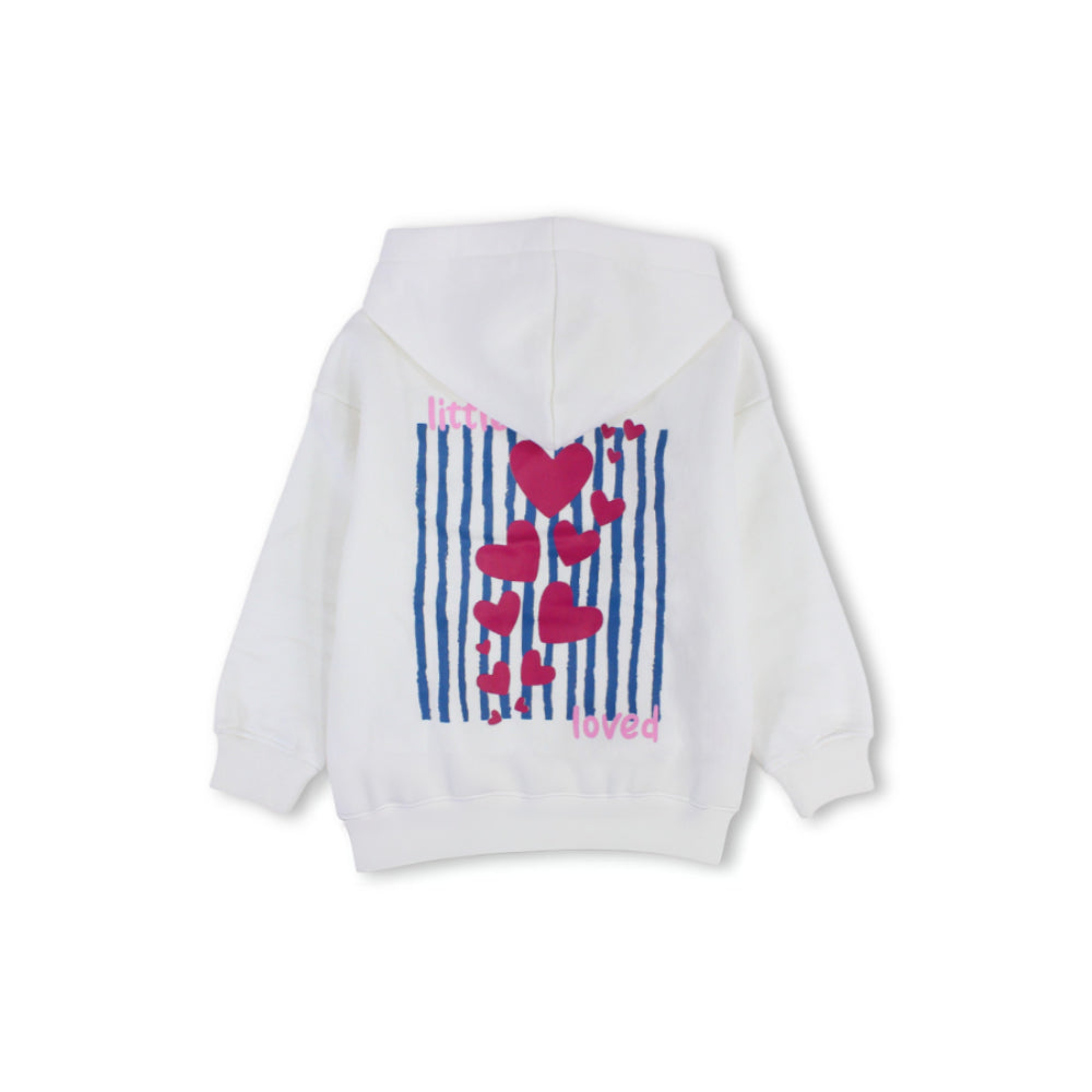 Girls Hoodie – Off-White with "Little & Loved" Sleeve Detail