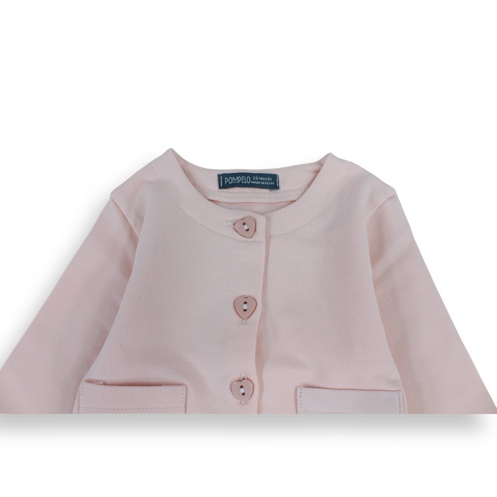 Girls Button-Front Jacket with Patch Pockets