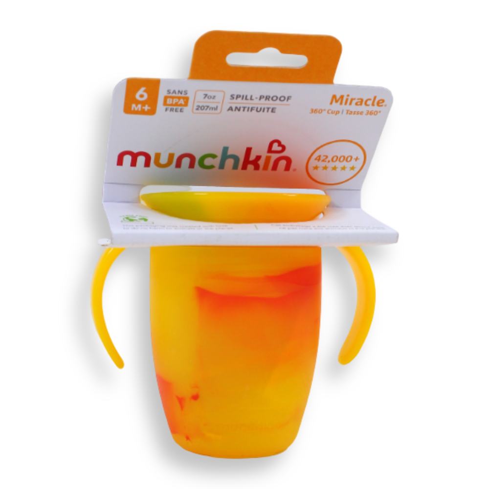 Munchkin Miracle® 360° Tropical Swirl Trainer Cup 7 oz – Yellow, 6 Months+