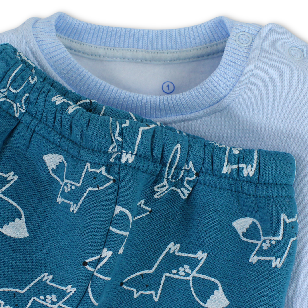 Baby Boys Long-Sleeved Pajama – Baby Blue with "Be Awesome Today" Print