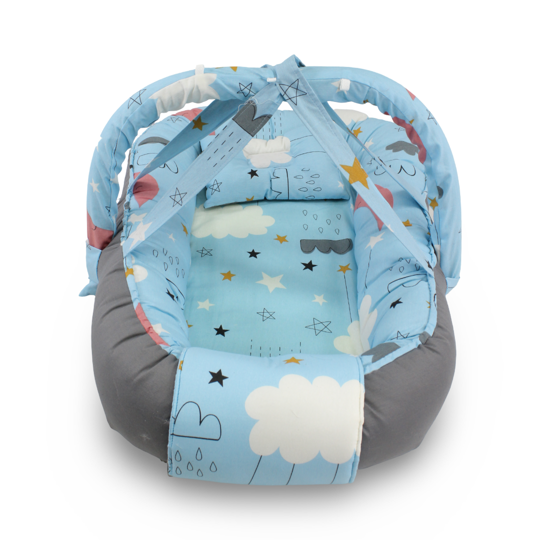 Baby Nest – Baby Blue & Grey with Stars Print