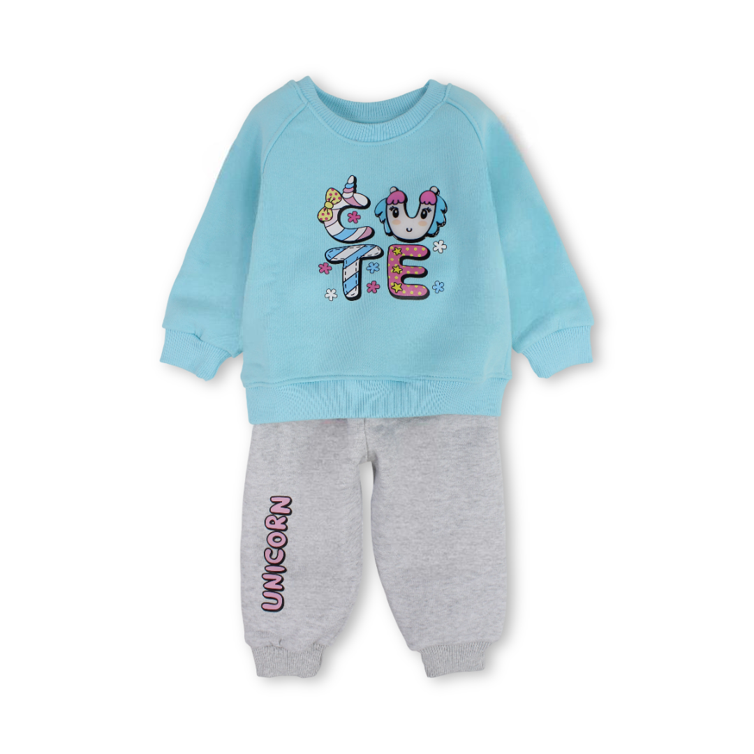 Baby Girls Cotton Long-Sleeved Pajama – Unicorn Print