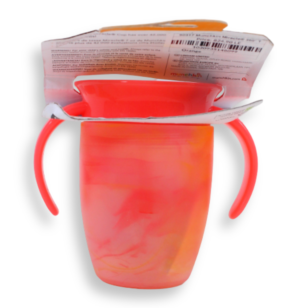 Munchkin Miracle® 360° Tropical Swirl Trainer Cup 7 oz – Orange, 6 Months+