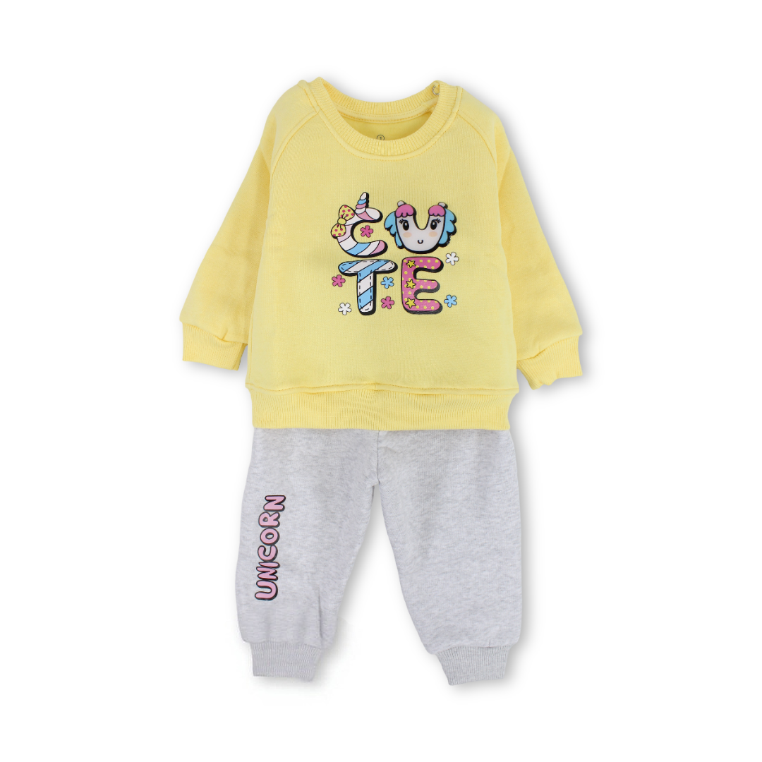 Baby Girls Cotton Long-Sleeved Pajama – Unicorn Print