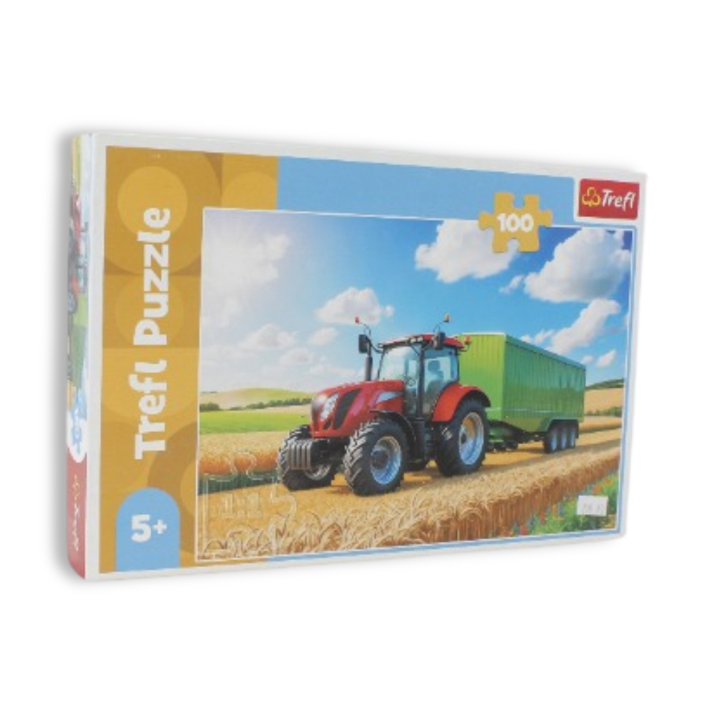 Trefl Agricultural Machines: Tractor With Trailer Jigsaw Puzzle – 100 Pcs