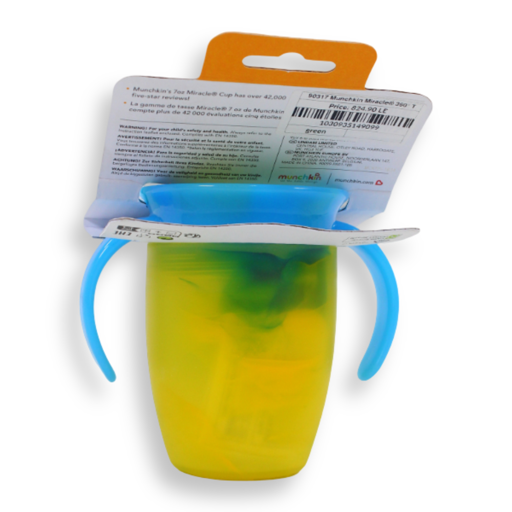 Munchkin Miracle® 360° Tropical Swirl Trainer Cup 7 oz – Green, 6 Months+