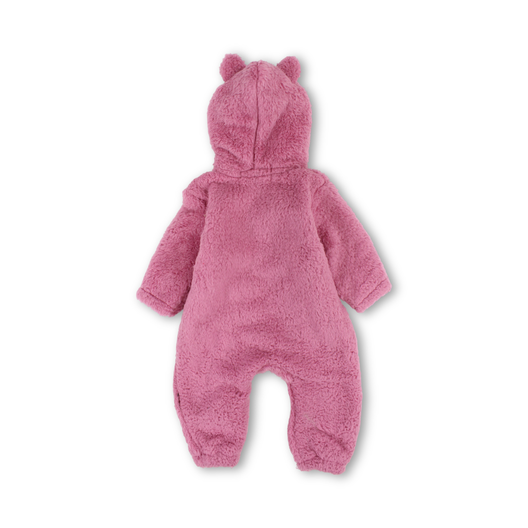 Baby Girls Fleece Hooded Baby Footie – Dusty Pink