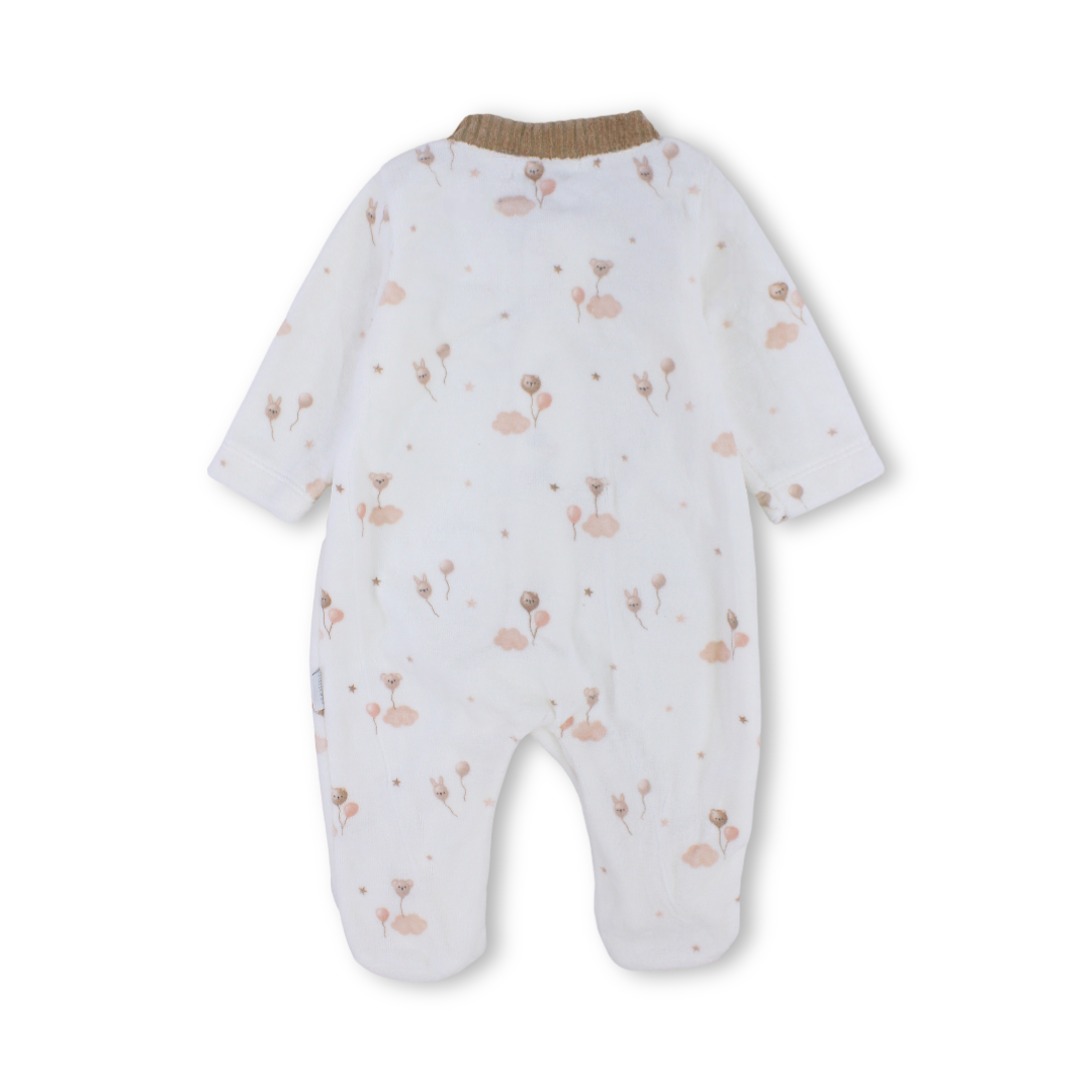 Baby Boys Long-sleeved Baby Footie With Collar & Front Pockets