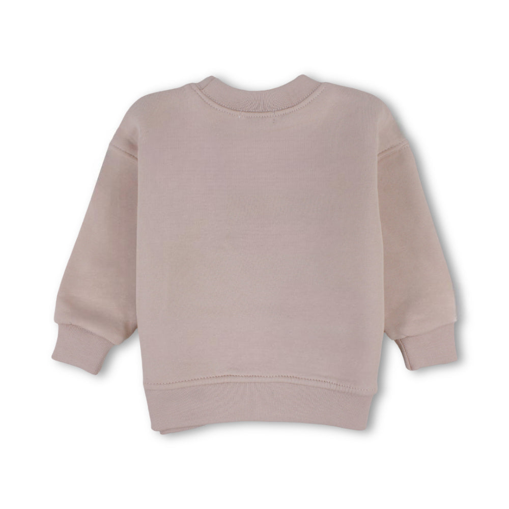 Girls Cotton Sweatshirt – Dusty Pink with Ribbon & Flowers Print