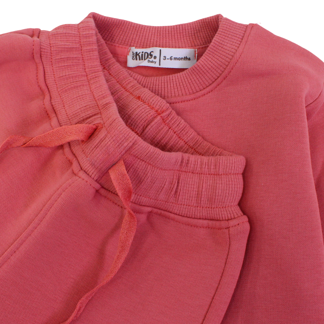 Baby Girls Long-Sleeved Pajama Set – Dusty Pink with "Lovely Surprise" Print