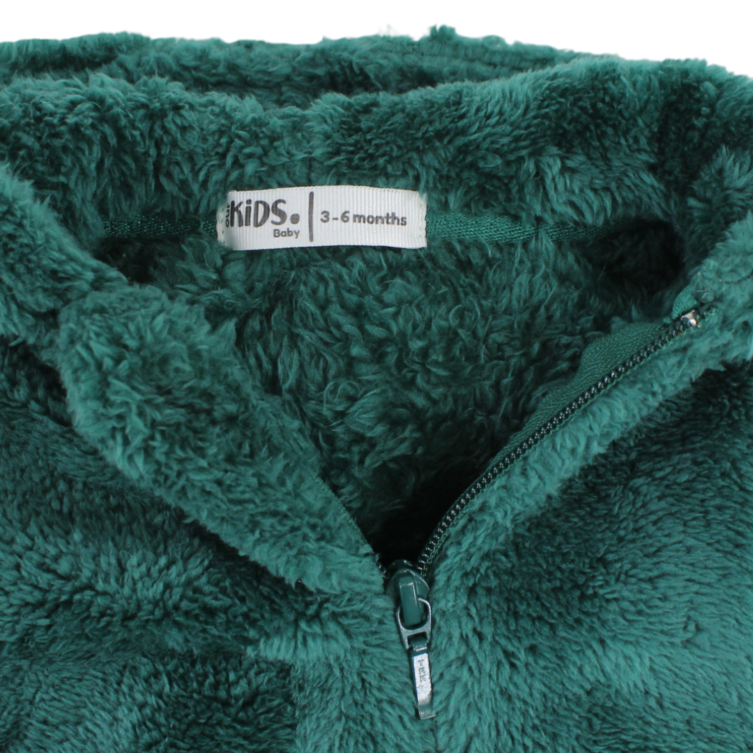 Unisex Baby Fleece Hooded Baby Footie – Dark Green