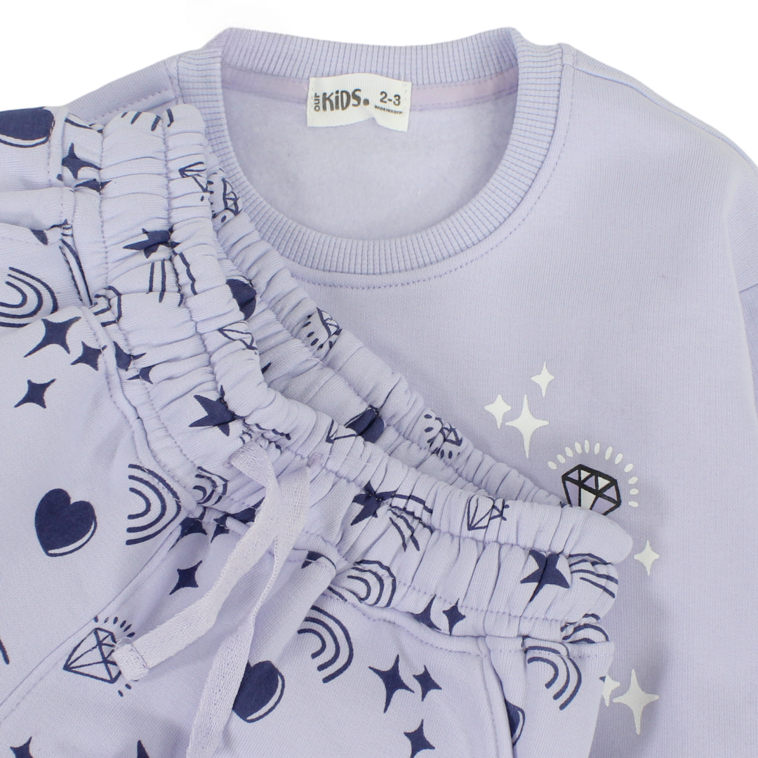 Girls Long-Sleeved Pajama – Lavender with Dreamy Unicorn Print