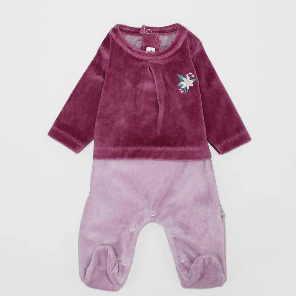 Flowery Velvet Baby Footie - Ourkids - Ourkids
