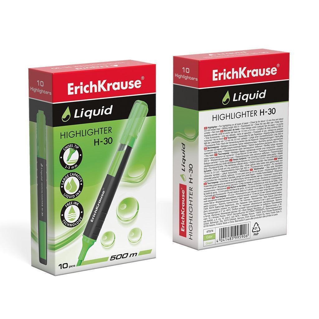 Highlighter ErichKrause® Liquid H-30, ink color: green - Ourkids - Erich Krause
