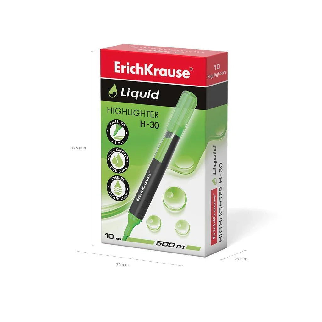 Highlighter ErichKrause® Liquid H-30, ink color: green - Ourkids - Erich Krause
