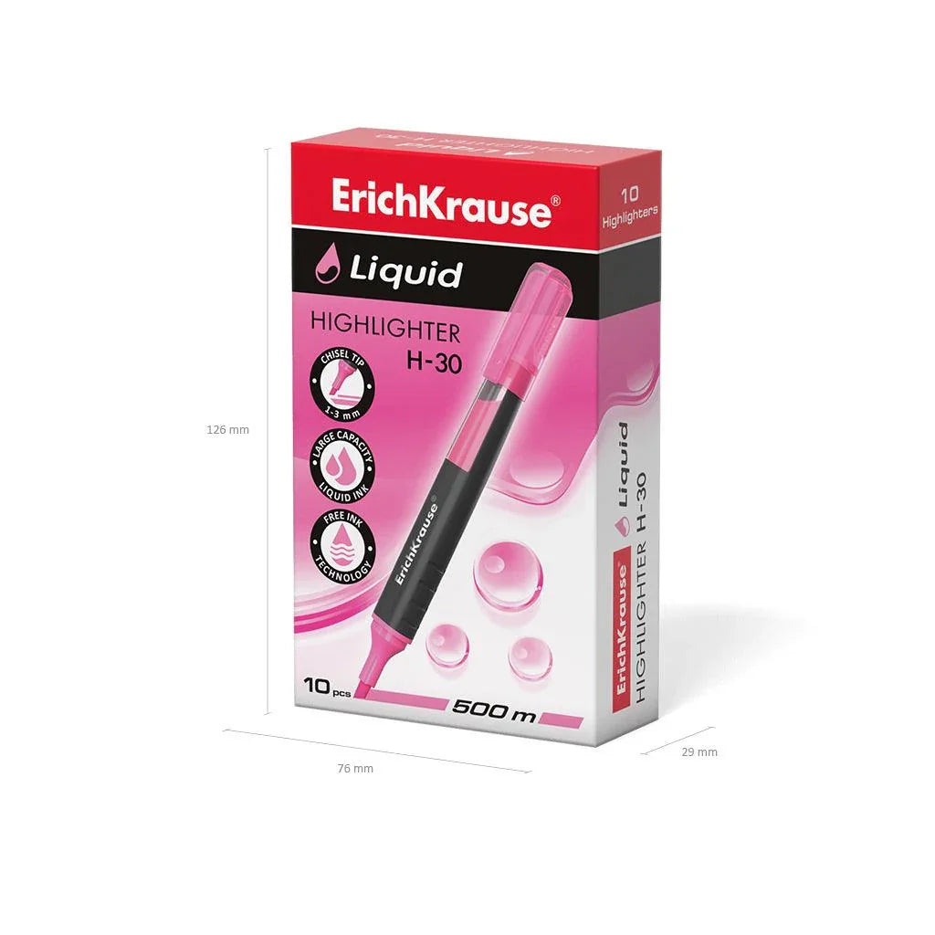 Highlighter ErichKrause® Liquid H-30, ink color: pink - Ourkids - Erich Krause