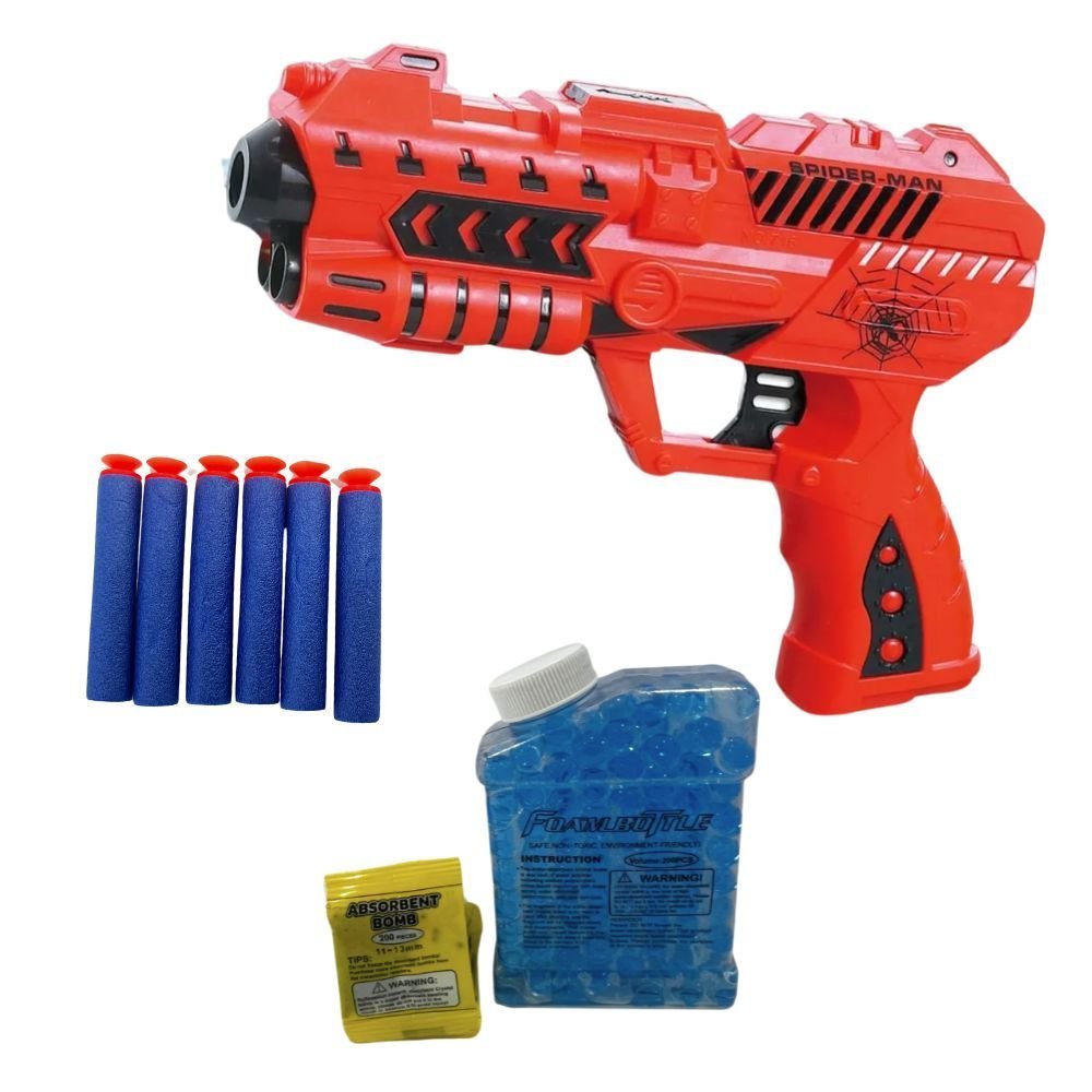 Spider-Man 2-in-1 Civil War Power Gun (Foam & Gel Gun with Figure) Toy Set