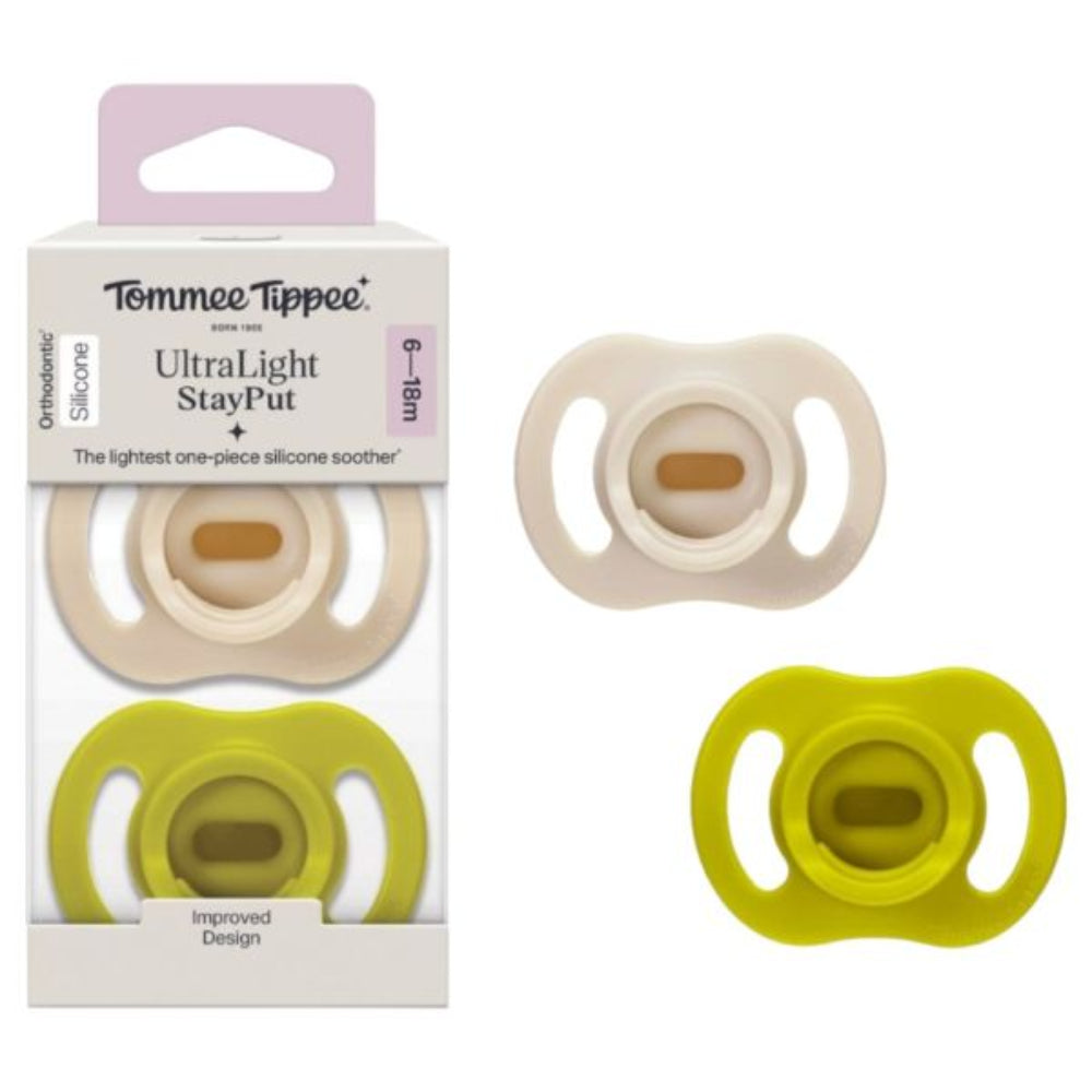 Tommee Tippee Ultra-Light StayPut Silicone Soother – 6–18 Months (Pack of 2) - Baby Essentials