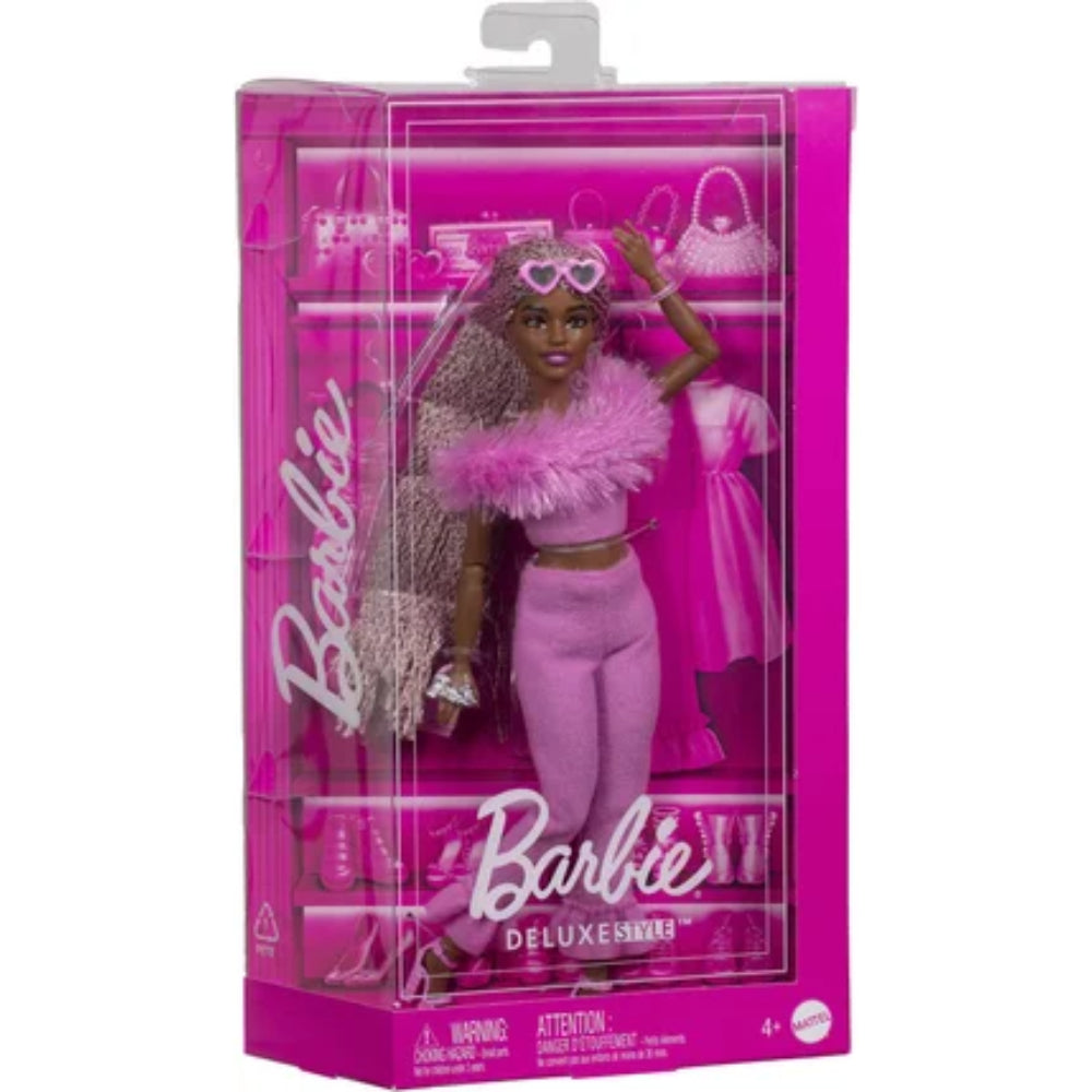 Barbie Deluxe Style Doll #4 in Soft Pink Jumpsuit, Pink And Brown Braided Hair