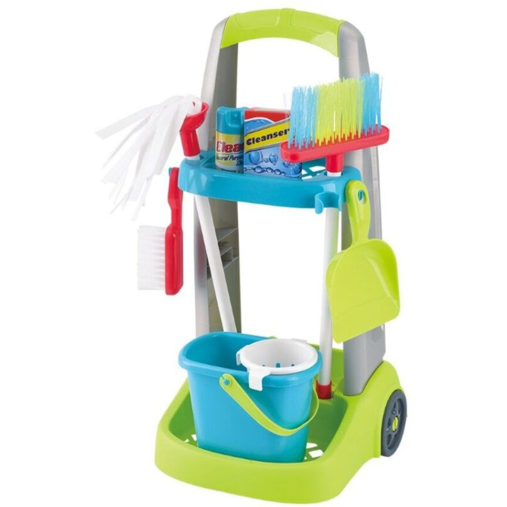 PlayGo Sweep & Mop Cleaning Trolley – 15 Pcs - Toys