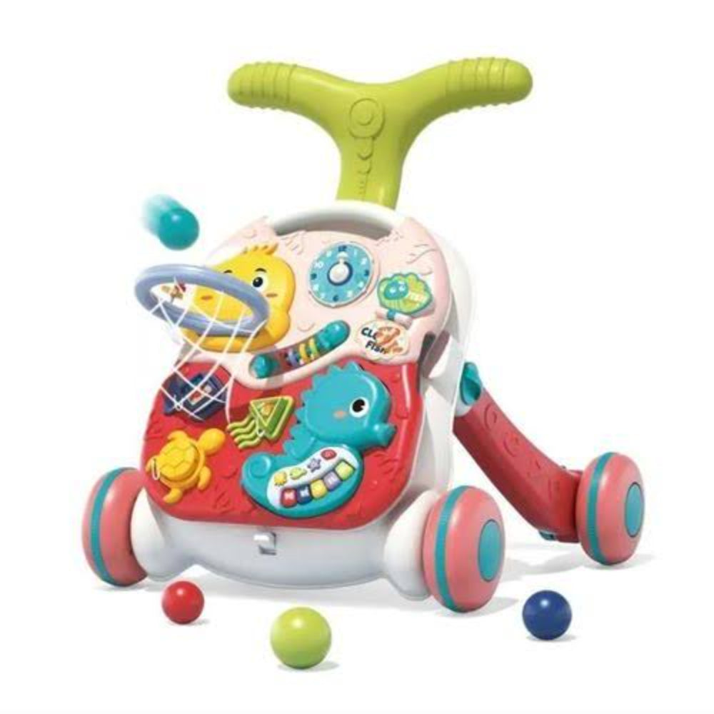 Tiibaby Walker for Kids with Table and Basket 3-in-1 – Pink
