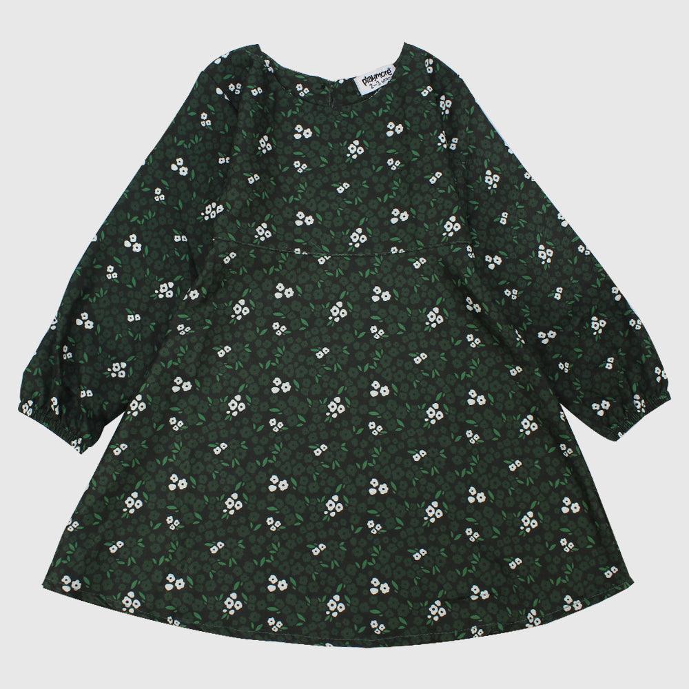 Long-Sleeved Green Flowers Dress - Ourkids - Playmore