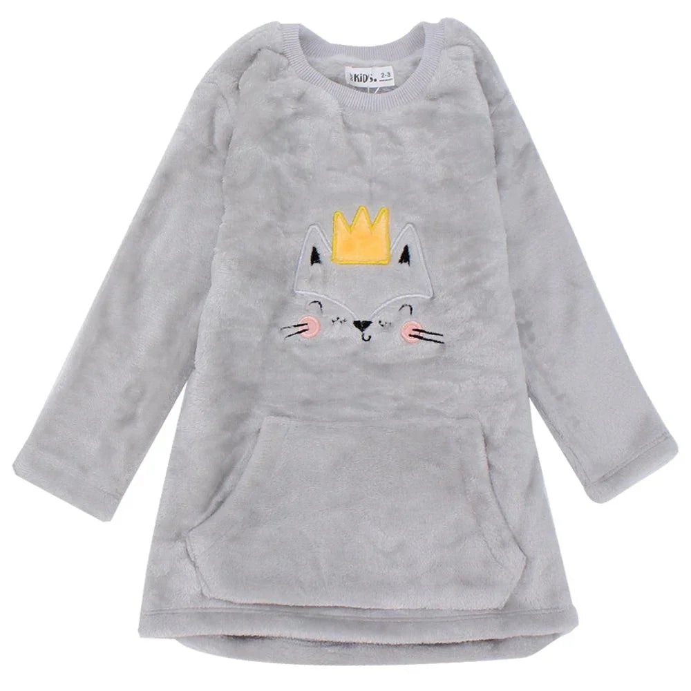Long-Sleeved Kitten Princess Velvet Pajama - Ourkids - Ourkids