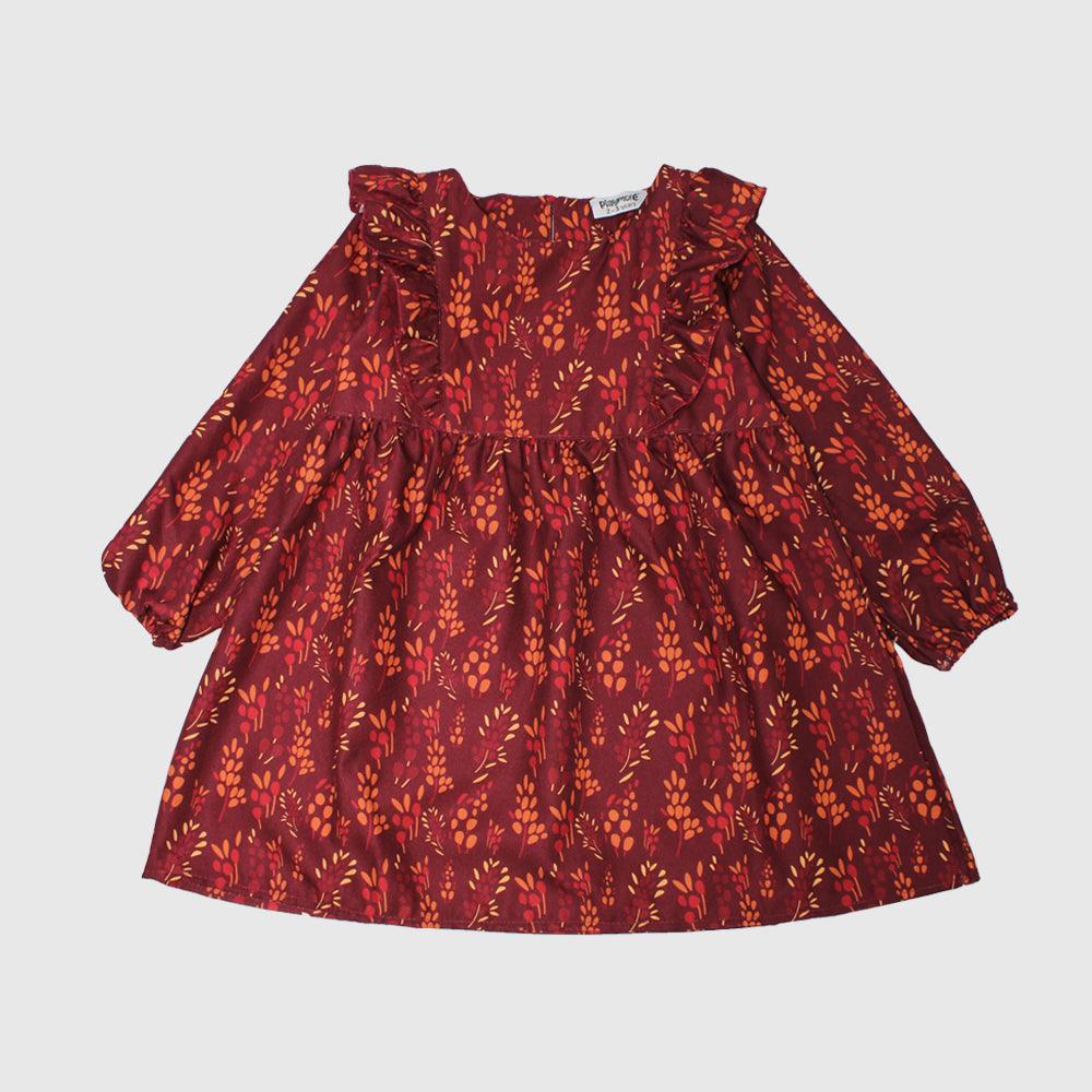 Long-Sleeved Ruffled Dress - Ourkids - Playmore