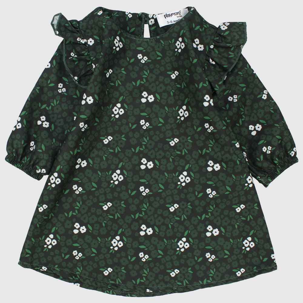 Long-Sleeved Ruffled Shoulders Dress - Ourkids - Playmore
